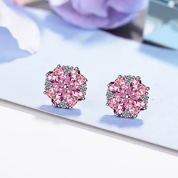 Cherry Blossom Øreringe til Kvinder Sød Temperament Cubic Zirconia Stud Øreringe til Piger koreanske Simple Mode Smykker Damer
