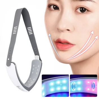 Chin Lift Infrarød Varme Komprimere V-Form Slankende Facial Electric Massager LED Foton Terapi Ansigts-Løft-Enhed V-ansigtspleje
