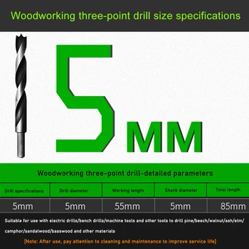 Cirkel hulsav Justerbar Boret 10stk Twist Drill Bit High Carbon Stål, Lige Skaft Træbearbejdning Boring Værktøj