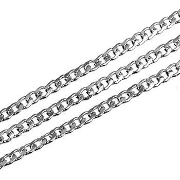 Ciseng 10Yards/Roll 3/3.8/4.5 mm Bredde Sølv-Tone Rustfrit Stål Bulk Kæde Mænds Kæde til Halskæder, Armbånd til smykkefremstilling