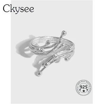 Ckysee Nye Mode S925 Sterling Sølv Design, Enkle Flydende Tekstur Personlighed Overdrivelse Ring For Kvinder Fine Smykker Party