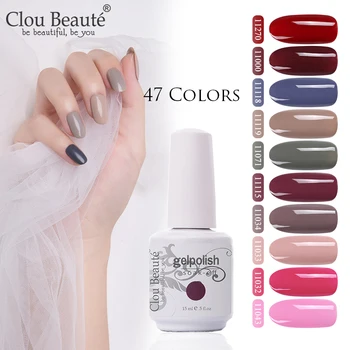 Clou Beauté Vernis Gel UV-Maling DIY Nail Art Lak Hybrid 15 ml Pink Rød Lilla Farver, UV-Lys og Skinnende Gel Polish