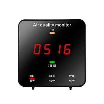 CO2-Måleren Tester Husstand Air Quality Monitor Kuldioxid Formaldehyd TVOC, CO2, AQI, HCHO Detektor Analyzer