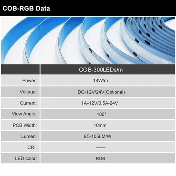 COB RGB 768 LED ' er LED Strip Light Fleksible High Density FOB Dæmpbar Lineære Bånd Lys 10mm PCB Til Hus Dekoration DC12V 24V