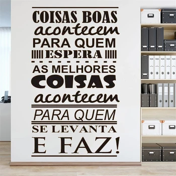 Coisas Boas Acontecem Para Quem portugisiske Citater Vinyl Wall Stickers Tapet Til Soveværelse Indretning Vægmaleri Flytbare Decals RU2252