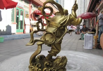 Collectible bronze S2492 8 Kinesiske Messing Kobber Myte Kui Xing Kuixing punkt spand Gud på tudse Statue