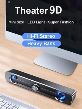 Computer Højttaler USB-Kabel/ Bluetooth 5.0 Stereo Subwoofer Bas Dual Horn LED Højttaler Bar, Mini-3,5 mm AUX-Soundbar til Desktop