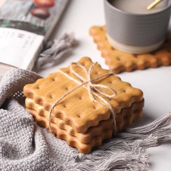 Cookies Form Bordet Pad Træ-Isolering Dækkeserviet Cup Skål Mat Home Decor Varige Cookies Mønster Coaster