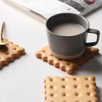 Cookies Form Bordet Pad Træ-Isolering Dækkeserviet Cup Skål Mat Home Decor Varige Cookies Mønster Coaster