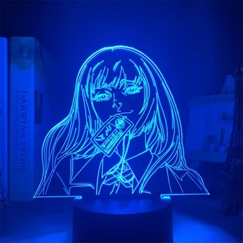 Cool Kakegurui Stående Model Legetøj Japansk Anime Collectible Jabami Yumeko Dobbeltsidet Akryl Tal LED Lys Manga Lampe