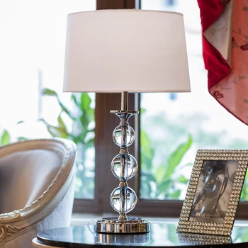 Crystal bordlampe stue sofa bord lampe undersøgelse high-end villa stof lampeskærm soveværelse sengelampe