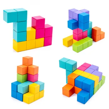 Cube Byggesten Logisk Tænkning Danner Rum Tidlig Uddannelse Tetris Intelligens Spil Undervisningsassistent Toy Montessori