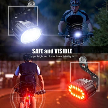 Cykel Bagerste Forreste Lys Kombination Angivet LED USB-Genopladelige Digital Display Cykel Lys Lommelygte Cykling Tilbehør