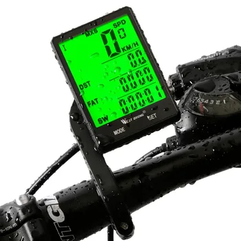 Cykel Computer Vandtæt LCD-Baggrundslys Cyklus Målbare Temperatur, Stopur Beslag Vandtæt Speedometer Kilometertæller Cykling
