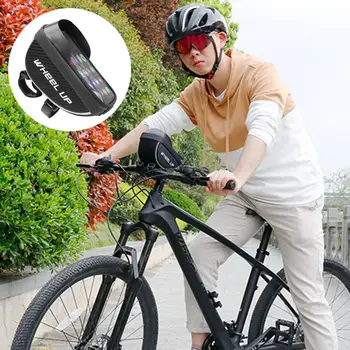 Cykel-handlebar bag reflekterende touch screen-sort twill cykel øverste rør mountainbike mobiltelefon holder mtb accessoires