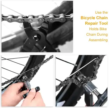 Cykel Kæde Repair Tool Kit, Bike Master Link Tang Remover Kæde Breaker Splitter Cutter & Kæde Wear Indicator Checker