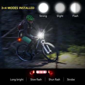 Cykel Lys Sæt USB-Cykel Forlygte & Hale Lys Vandtæt Cykling Foran Lygten Back Light Dobbelt Forreste & Bageste Lys