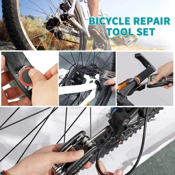 Cykel Reparation Værktøj Kits, Multifunktions-16 i 1 Skruetrækker cykelsmed Rette Værktøjer Sæt Taske med Dæk Patch-Greb 1 Sæt
