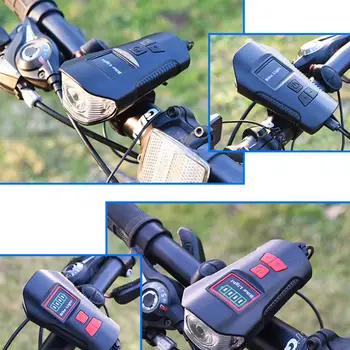 Cykel USB-Genopladelig Vandtæt Forlygte Forreste Lampe Horn Speedometer Mp Følelse af videnskab og teknologi