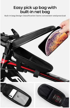 Cykling Taske PU+EVA Stor Kapacitet Skorpe Vandtæt Med refleksbånd Nat Riding værktøjskasse Øverste Rør Pakke