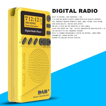 DAB-P9 Digital Radio Lomme Mini-1.44 tommer LCD-Skærm Bærbar FM-Radio, MP3-Afspiller Støtte TF Kort til Sport Kører Fitness