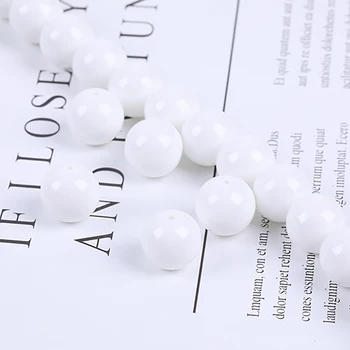 Damer Acryl Runde Perler 6-10mm Hvid Enkel Stil, Imiteret Perle Kæde Med Elastiske Reb til Halskæde Smykker at Gøre 15in