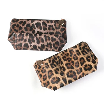 Damer Leopard Makeup Stor Kapacitet Multi-Funktion Kosmetik Taske Opbevaring Bærbar Taske Kobling Taske