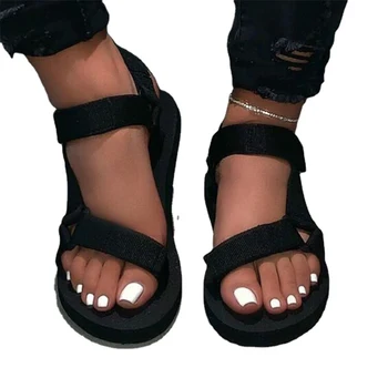 Damer Offentlig Strand Tøfler Sandaler Skum Eneste Holdbare Velcro Sandaler de mujer zapatillas shoes de mujer shoes