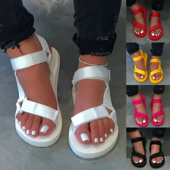 Damer Offentlig Strand Tøfler Sandaler Skum Eneste Holdbare Velcro Sandaler de mujer zapatillas shoes de mujer shoes
