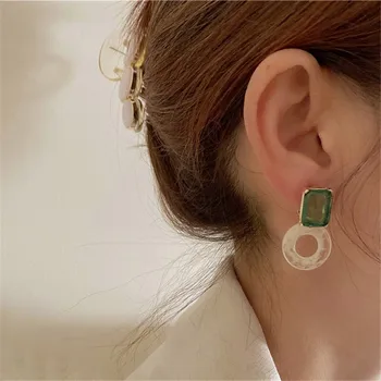 DAVINI Geometriske Crystal Drop Øreringe Erklæring Blå Grøn Vintage Øreringe Til Kvinder, Kvindelige Part Smykker Gaver MG423