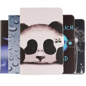 Dejlige Tegnefilm Panda Blomst Maleri PU Læder taske Til Apple iPad, Air iPad 1 5 9,7 tommer dæk med kort slots tilfælde+film+pen
