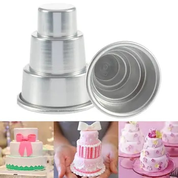 Delidge 1PC Aluminium Legering 3 Lag Mini Kage Tårn Formet Skimmel Fødselsdag Bryllup Kage Udsmykning Mould Cupcake Skuffe
