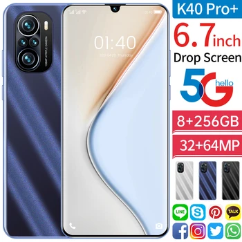 Den Nye K40 pro+ 6.7-tommer smartphone vand drop tv 8+256GB LTE 4G mobiltelefon 32MP understøtter ansigt-ID og fingeraftryk lås