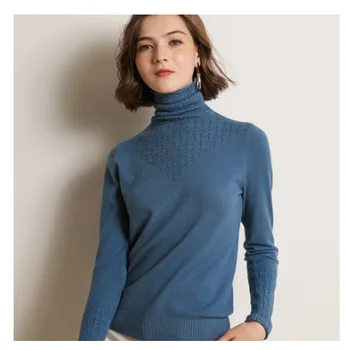 Den nye mode i efteråret og vinteren, nye høj-hals cashmere sweater kvinder short sweater, pullover langærmet strik sweater