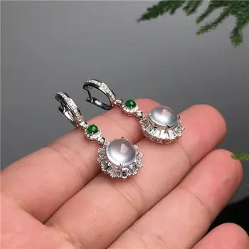 Designer oprindelige personlighed diamant-besat kalcedon æg runde øreringe elegante charme kreative retro kvindelige sølv smykker