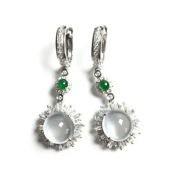 Designer oprindelige personlighed diamant-besat kalcedon æg runde øreringe elegante charme kreative retro kvindelige sølv smykker