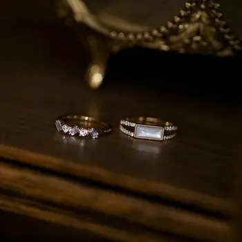 Designerens unikke kreative indlagt pladsen diamant åbning justerbar ring med retro-charme fra lys luksus damer mærke sølv smykker