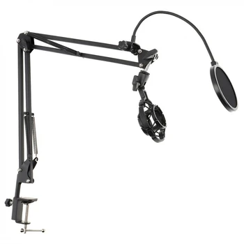 Desktop Mikrofonen Stå Scissor Arm Stå med 3/8-5/8 Skrue / Shock Mount / Filter / Clip - / Kabel-Bånd
