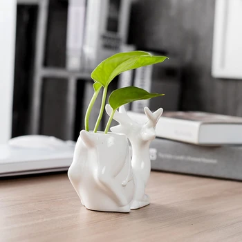 Desktop Potteplanter Keramiske Flowerpot Hvid Dekoration Hjem Keramik Kreative Ikke-Porøst Søde Tegneserie Have Sukkulenter Kunst Vase