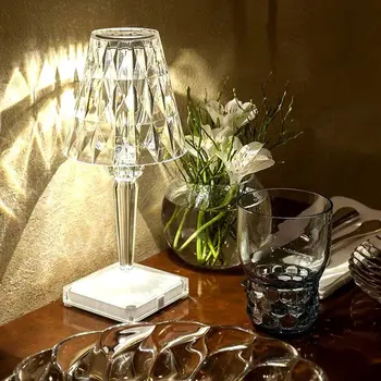 Diamant bordlampe USB-Genopladelige Akryl Udsmykning skrivebordslamper Soveværelse Sengen Crystal Belysning Lampe