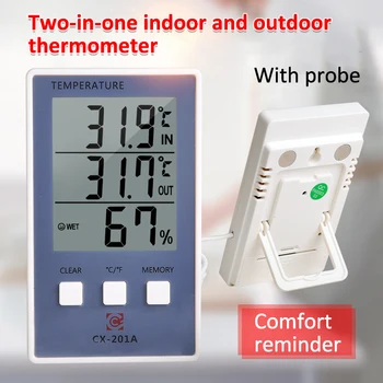 Digital LCD-Termometer Hygrometer Måler Måler Temperatur, Luftfugtighed Indendørs Udendørs vejrstation Tester C/F Max Min Værdi