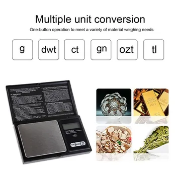 Digital Lomme Skala, Mini Vejer Gram, 6 Enheder Konvertering med LCD-Skærm til Mad, Smykker, Kaffe (Batteri Medfølger)