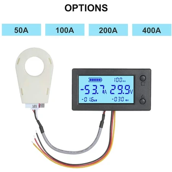 Digital Voltmeter Amperemeter Batteri Kapacitet Energi Overvåge Spænding Forstærker DC 5V-90V 50A Coulometer med Hall-Sensor