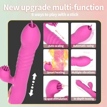 Dildo Tungen Blowjobs, Slikke Klitoris Stimulation Vibratorer Teleskopisk Varme G-spot Slikning Klitoris Voksen Sex Legetøj til Kvinder