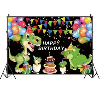 Dinosaur Foto Baggrund Jungle Dyr Safari Vilde Happy Birthday Party Drenge Kage Dekoration Fotografering Baggrunde Banner