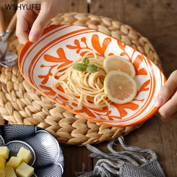 Direkte markedsføring, kreativ, moderne farver farve Japansk keramisk bordservice hjem restaurant oval måltid dessert kage fisk plade