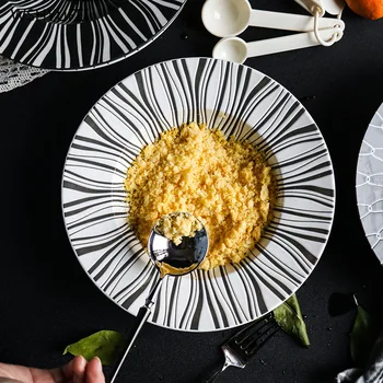 Direkte salg strå hat skål keramisk pasta restaurant cafe vestlige skål UFO suppe tallerken pasta skål salat plade service