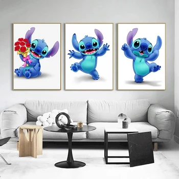 Disney-Animationsfilm Søde Sy Lærred Maleri Lilo & Stitch Plakater Udskriver Væg Billeder til børneværelset Væg Kunst, Dekoration Cuadros