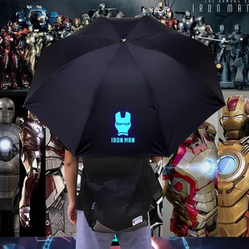 Disney Iron Man Manuel Åbne Tæt fluorescerende paraply folde parasol voksne børn paraply bærbare Vindtæt Rejse Paraply