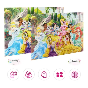Disney Princess Papir Puslespil 300 Stykker Elsa Anna Sophia Havfrue Mickey, Minnie Pædagogisk Legetøj Gave til Børn Boxed Ny